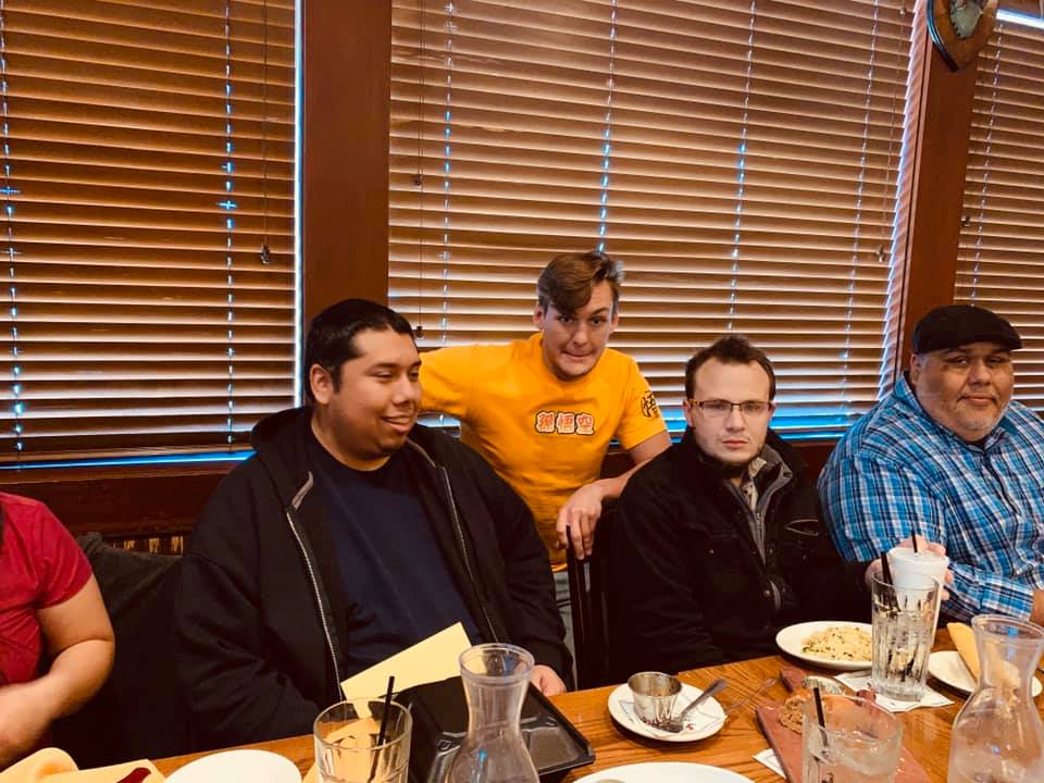 Our three birthday boys: Rock, Garrett, and our son, Matt S., along with our manager, Jay, right at Salt Grass!