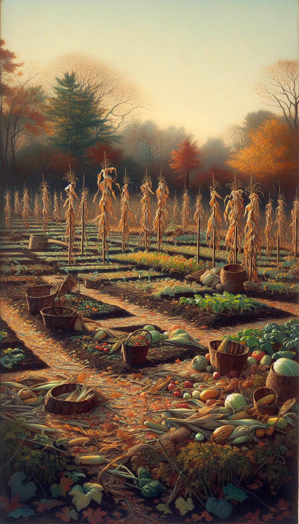 An abandoned garden in the fall.