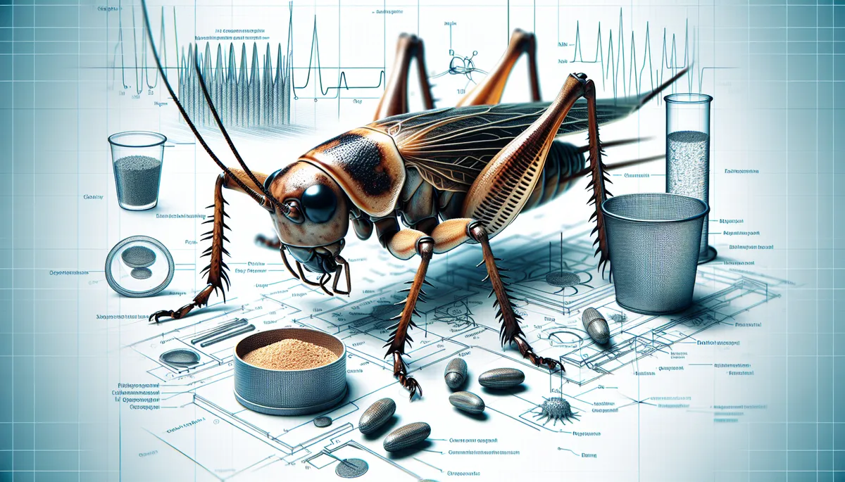 A close-up view of Acheta, commonly known as a house cricket, typically used for protein extraction to make acheta powder.