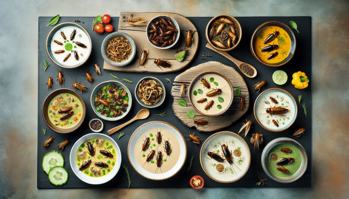 An assortment of culinary dishes prepared using Acheta powder, commonly known as house crickets.
