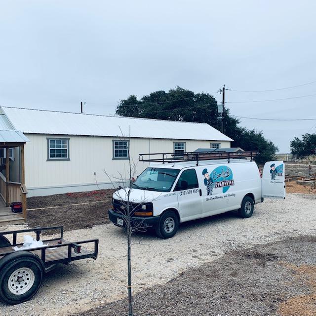 Comfort Commander is parked in our driveway by the Fulfillment building.