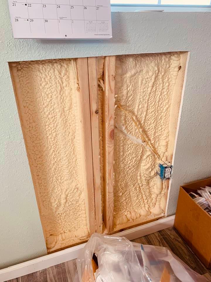 This is on the wall directly behind David's desk. The good thing is that he now has electricity at his desk.