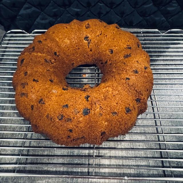 Here is my applesauce cake. This is the first time I have made it. I added raisins and pecans to it and will serve it with whipped cream tomorrow.