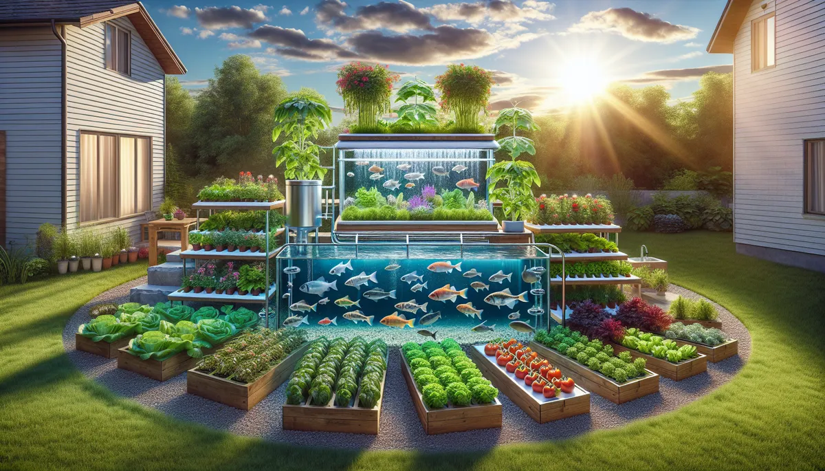 Here is a smaller aquaponics unit with a garden.