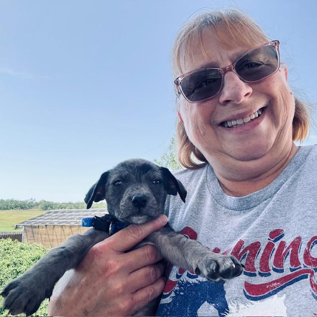 Trump and me one year ago today, on the day we found him. He was so precious!