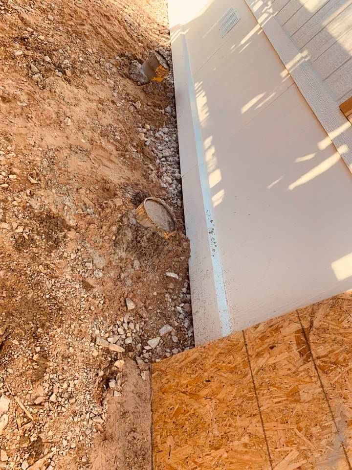 Contractor started back deck work from farm house to our pool deck. He dug holes and poured in cement. Contractor started back deck work from farm house to our pool deck. He dug holes and poured in cement.