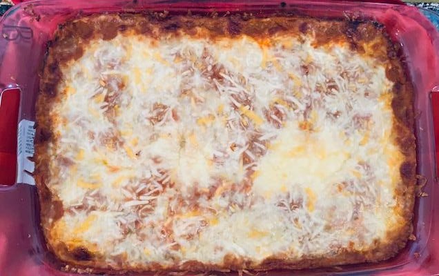 I took 2 trays of enchiladas to our church potluck today, 1/29/23. They were almost all gone. We have enough of the beef for tonight. The cheese was obliterated!