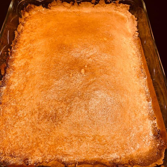 Here is a 9x13 inch pan of lemon squares before they have been cut.