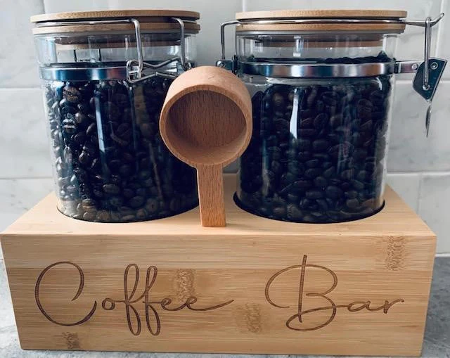 Each day, David makes a pot of pecan coffee to start our morning. This is how I keep the beans. I found it on Amazon.