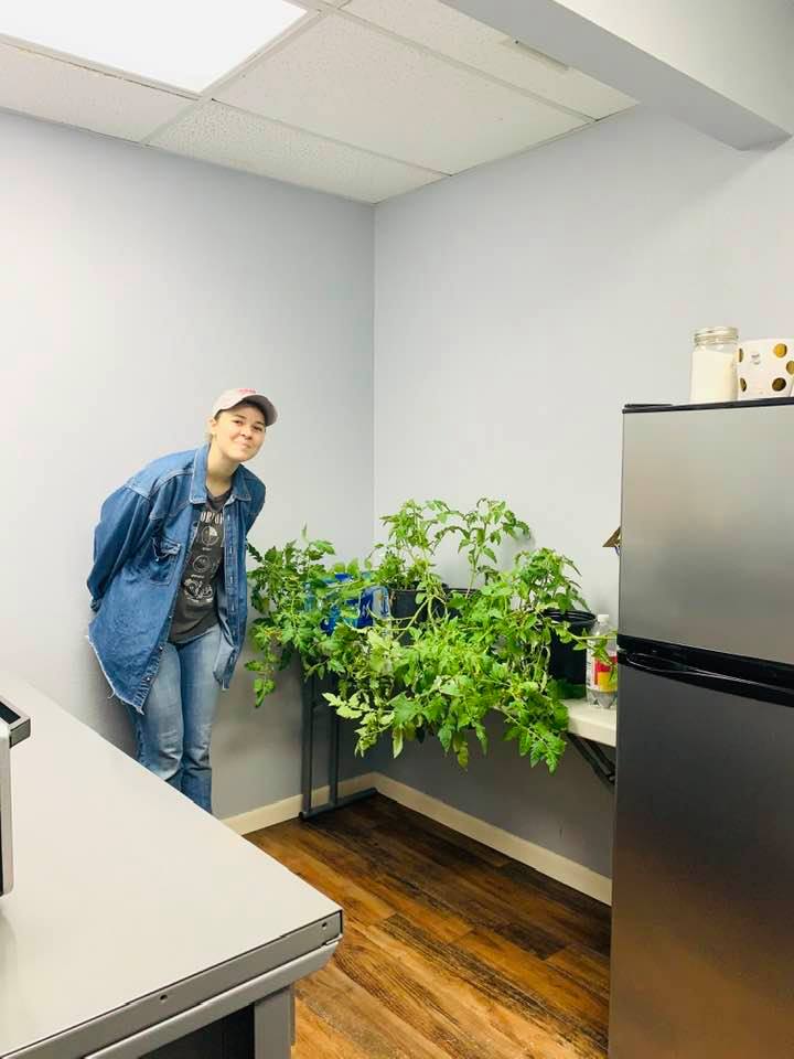 Bethany in the breakroom of our San Antonio office with some tomatoes. She was a great employee. Now she is a dental assistant.