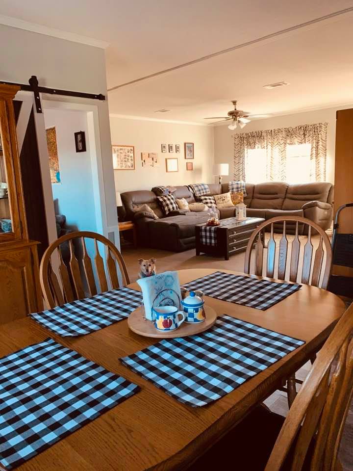 Black and white gingham makes our happy farm look homey.