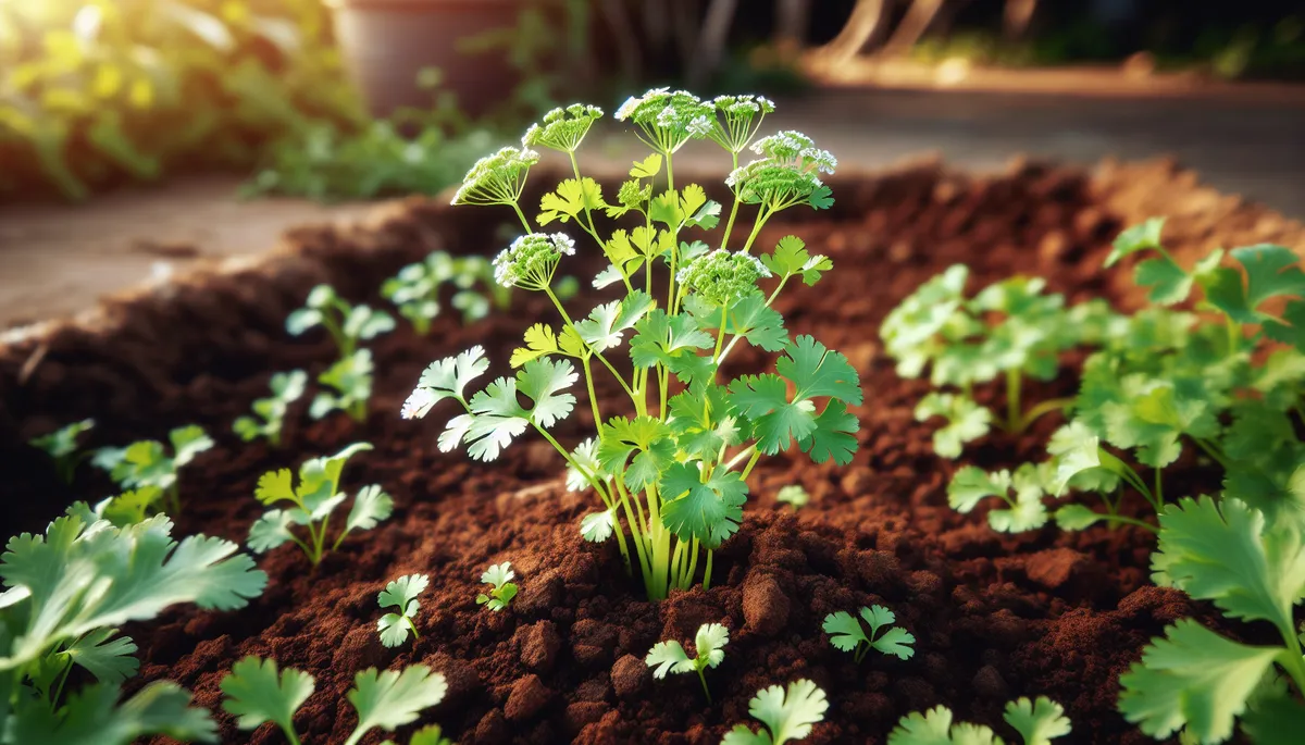 Bolting plants flower and then make seeds. Here is some cilantro that bolted. It got too hot.