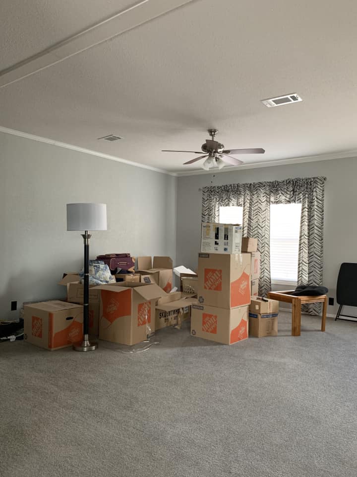 Our living room had a lot more boxes but we have been unpacking them.