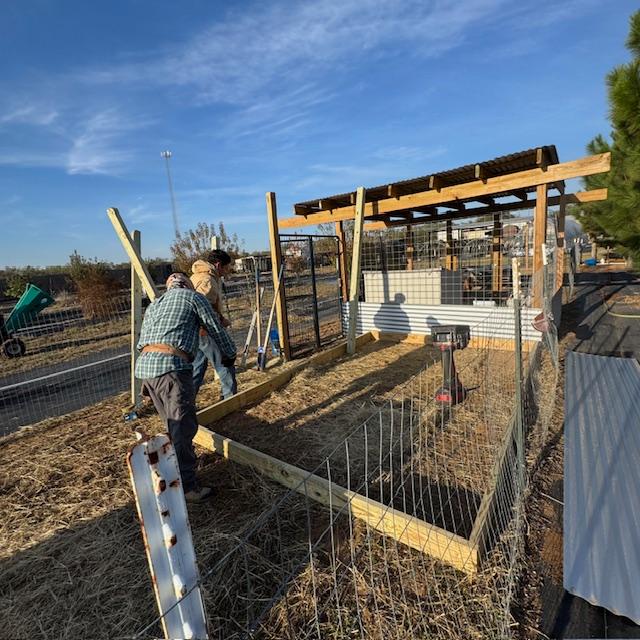 Here, Nacho frames the roof to keep Norton and his food dry.