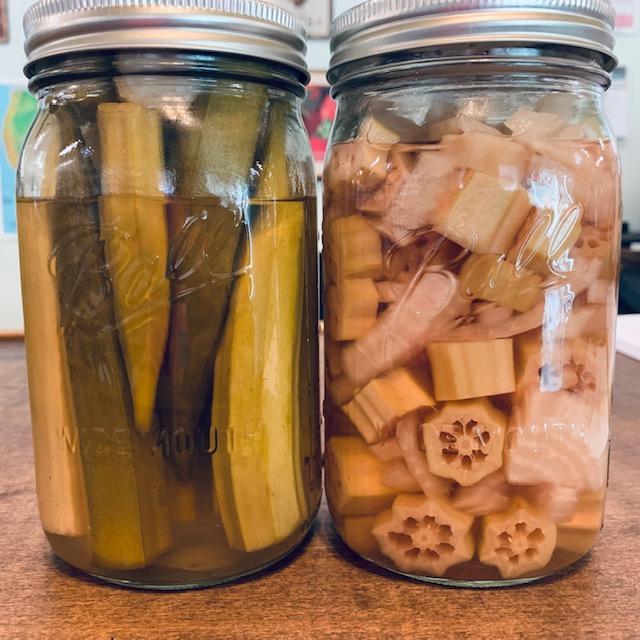 Here is some of our pickled okra. David made this.
