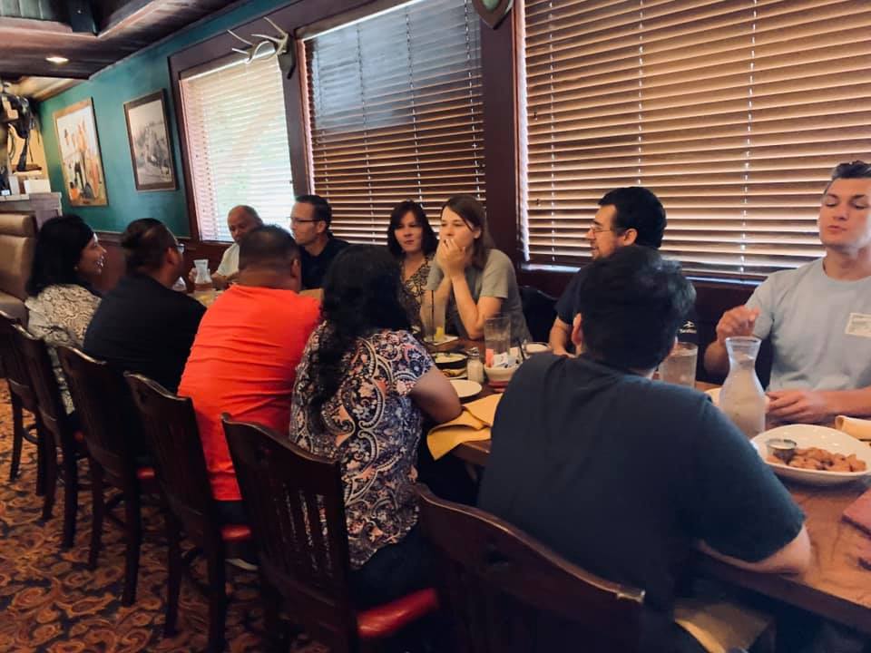 Some of our crowd at the David's Garden Seeds® birthday luncheon. Carolyn is facing the camera, third from the left.