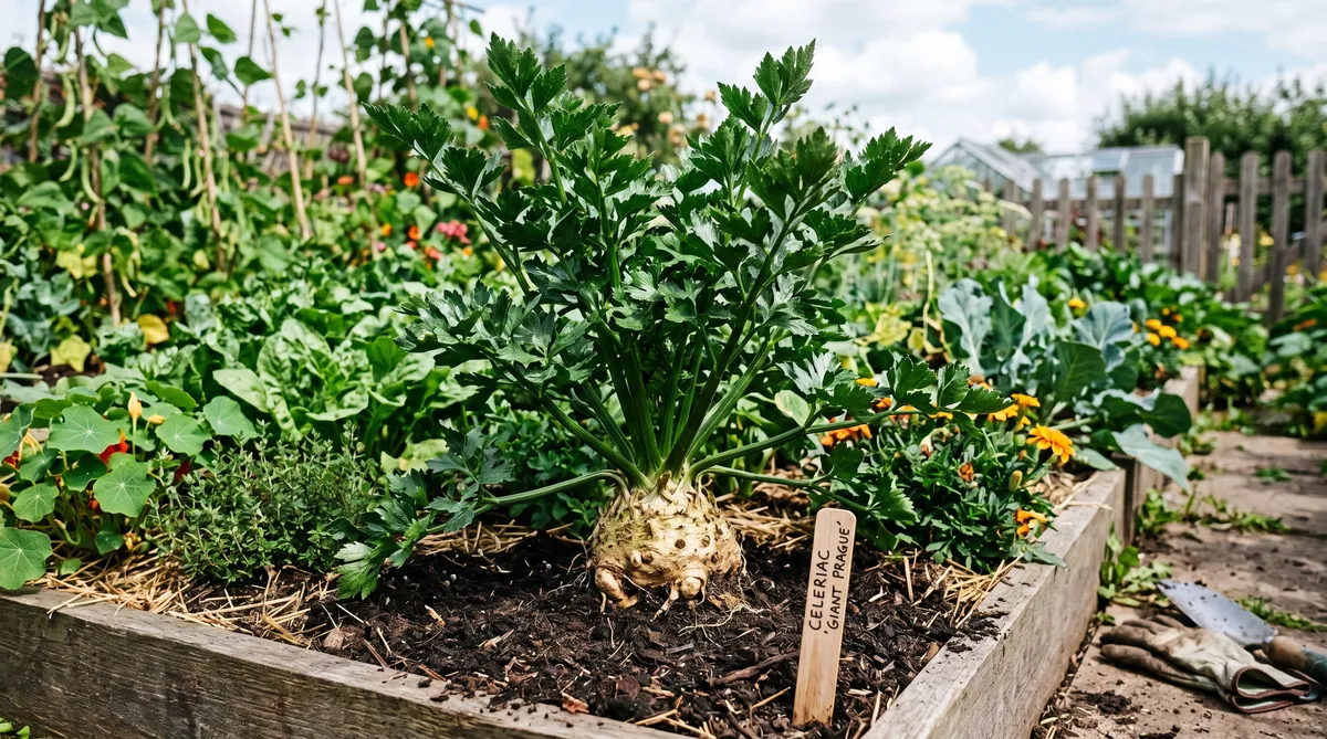 Grow celeriac and when it is ready, it will be showing above ground a bit but it is a root.