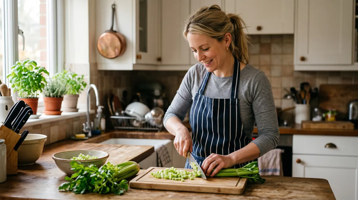 Grow celery and use it in soups and other dishes as you make dinner.