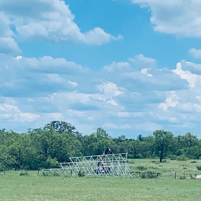 Here is a small portion of what will soon be the new Verizon tower. They have been putting it together for days now. Every time I look, there is more.