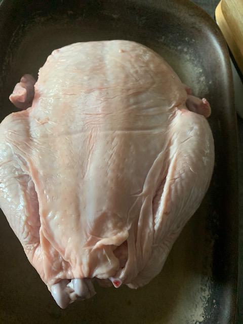 Getting this fresh chicken ready to bake. It was delicious.