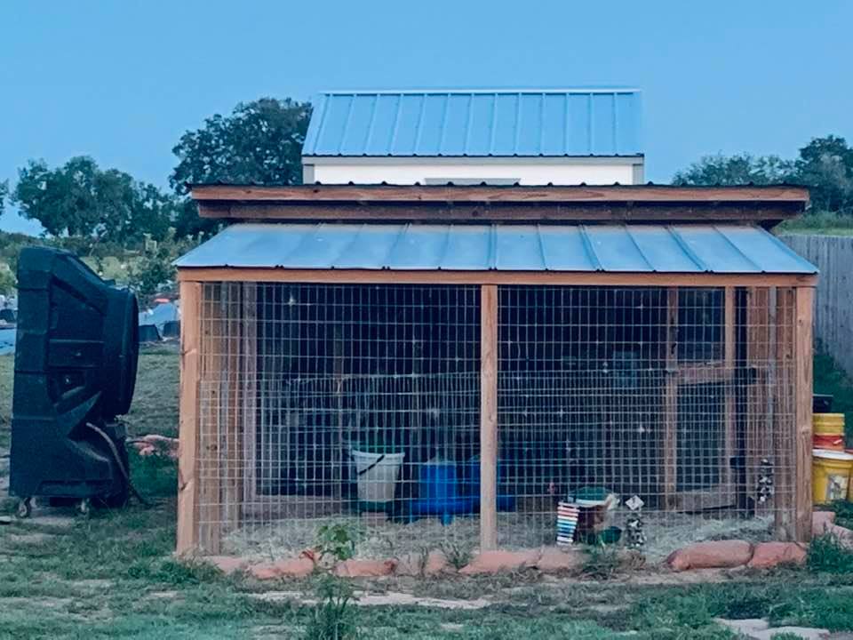 This is our main chicken coop with the run and with an air conditioner.
