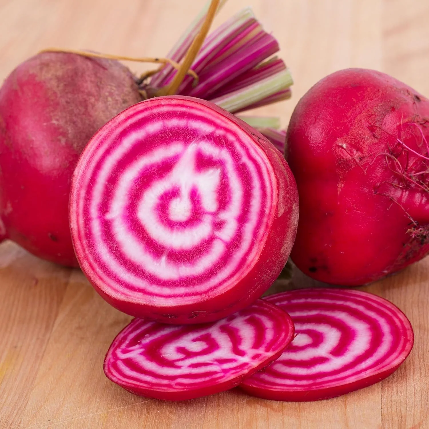 Have fun with it and grow beets that look like peppermints. These are Chioggia Guardsmark beets.