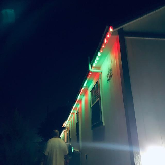 We went out to see the Christmas lights by the road. You can see David. It looks pretty good.