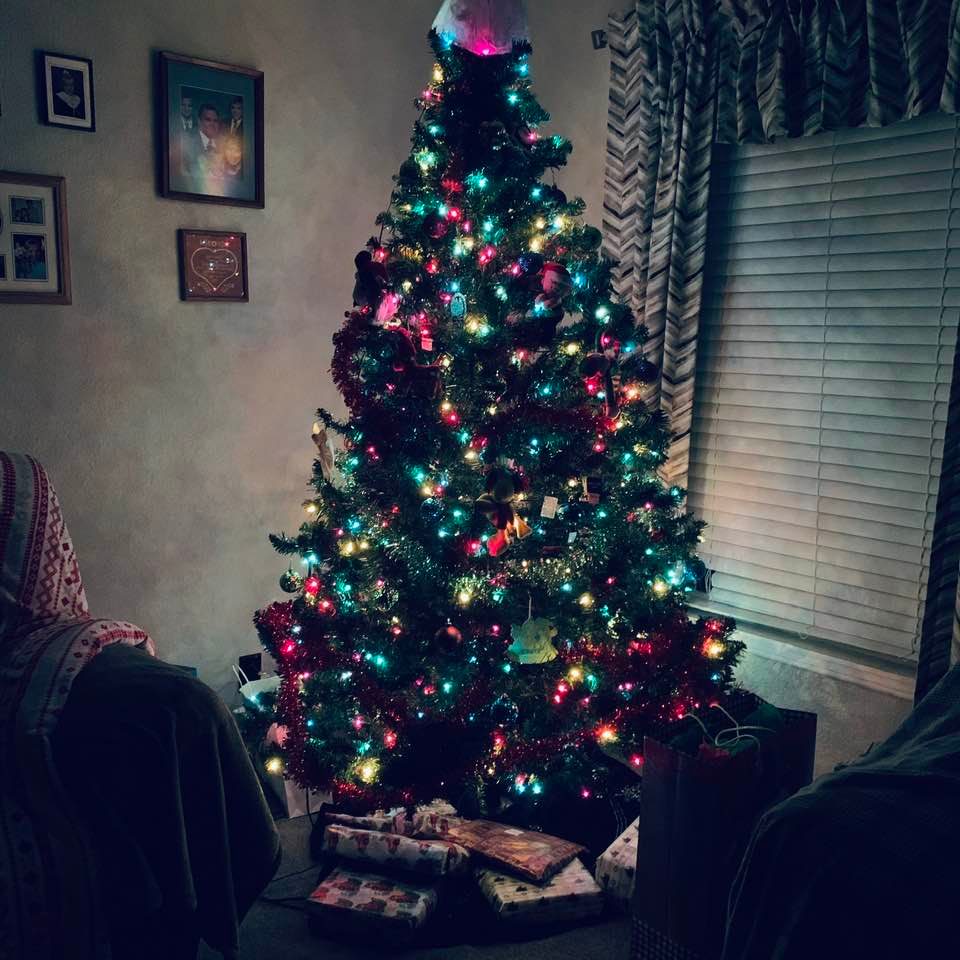 Our pretty Christmas tree on Christmas morning 2021.
