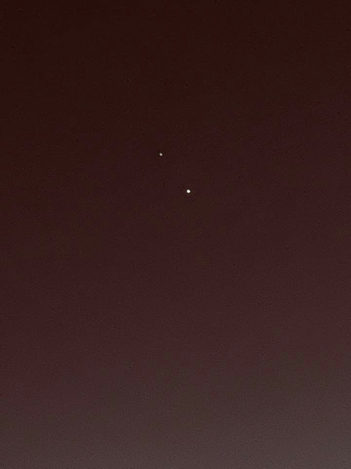 Jupiter and Saturn back on 12/06/2020 about 45 minutes after sundown. They are far apart and you can see both well. They will align and become the Christmas Star of 2020.