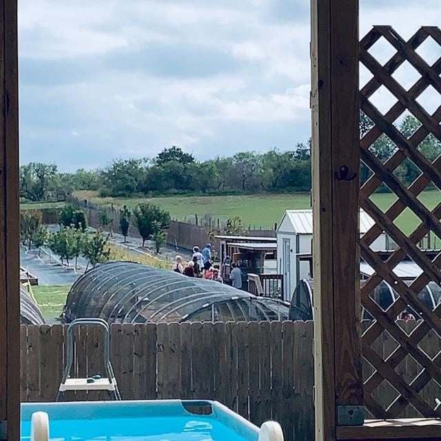Here is a garden club touring the farm. This was taken from the back deck of our home.