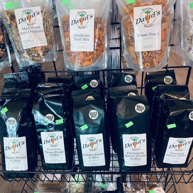 We have 5 varieties of pecan coffee, whole bean only, in our farm store that you will enjoy. Snag a bag today.
