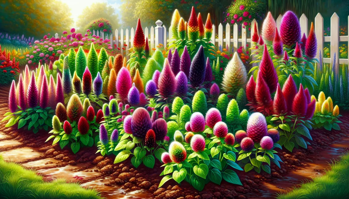 A variety of amaranth plants; the array of vibrant colors ranging from deep purples, bright pinks and fiery reds to tranquil greens and emerald green leaves. A variety of amaranth plants; the array of vibrant colors ranging from deep purples, bright pinks and fiery reds to tranquil greens and emerald green leaves.