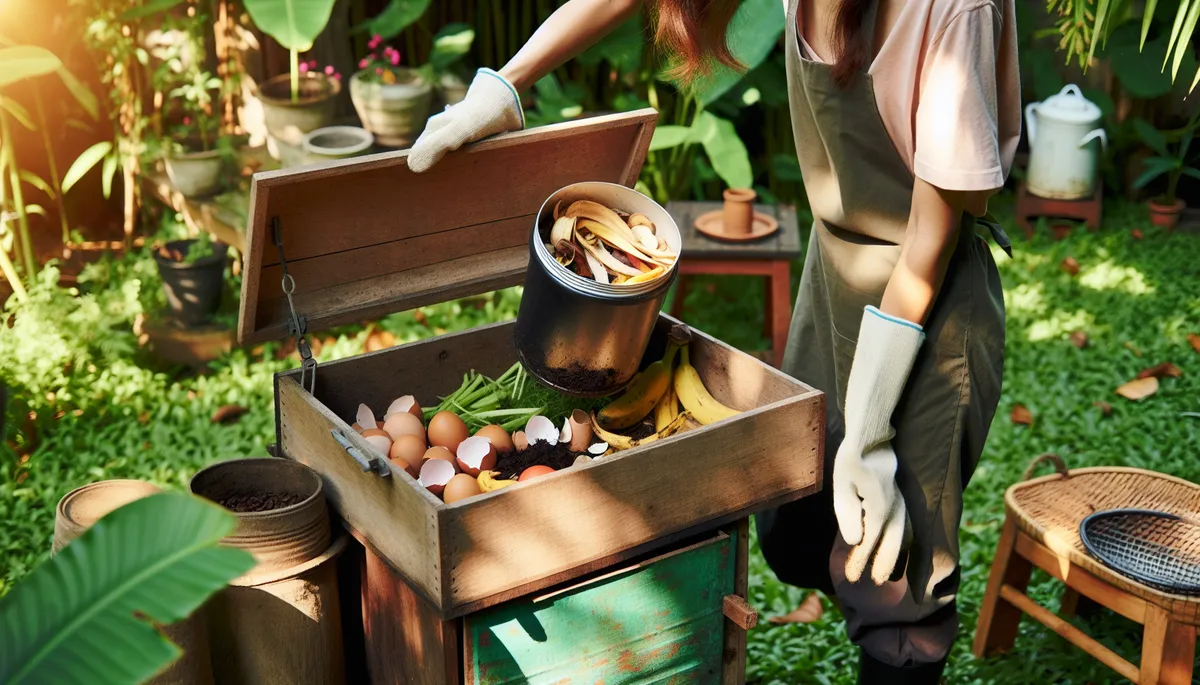 When you make your own compost, you should use a bigger container than what this woman is using.