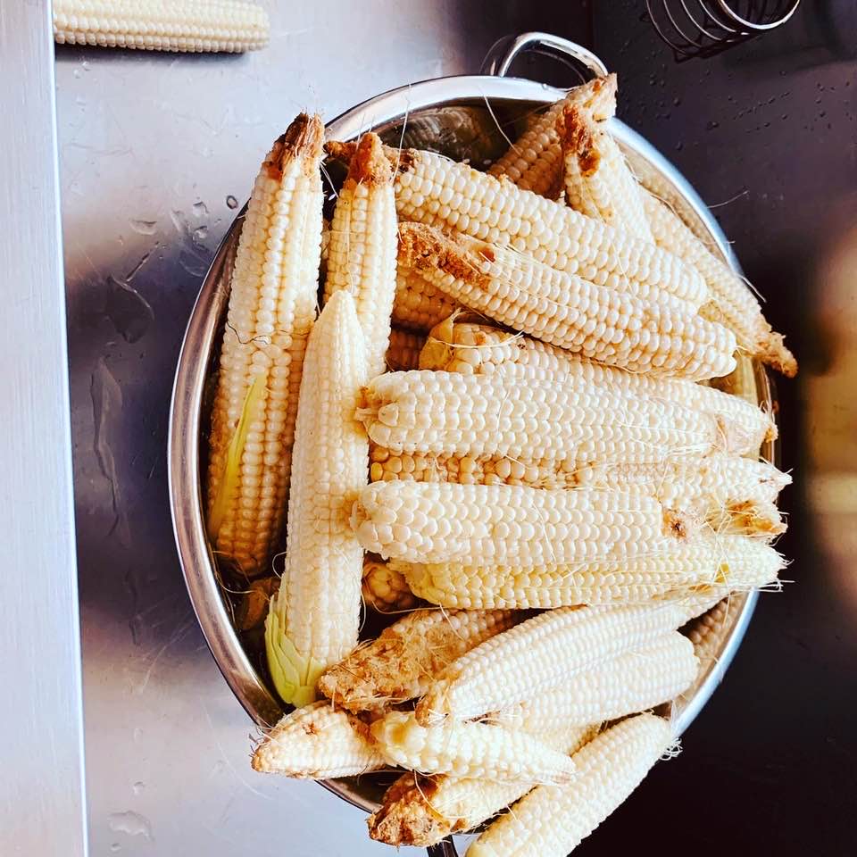 Our corn ears were a tad small but sweet. Unfortunately, there was a worm in every ear so we had to cut off the end of each ear but it was very sweet.