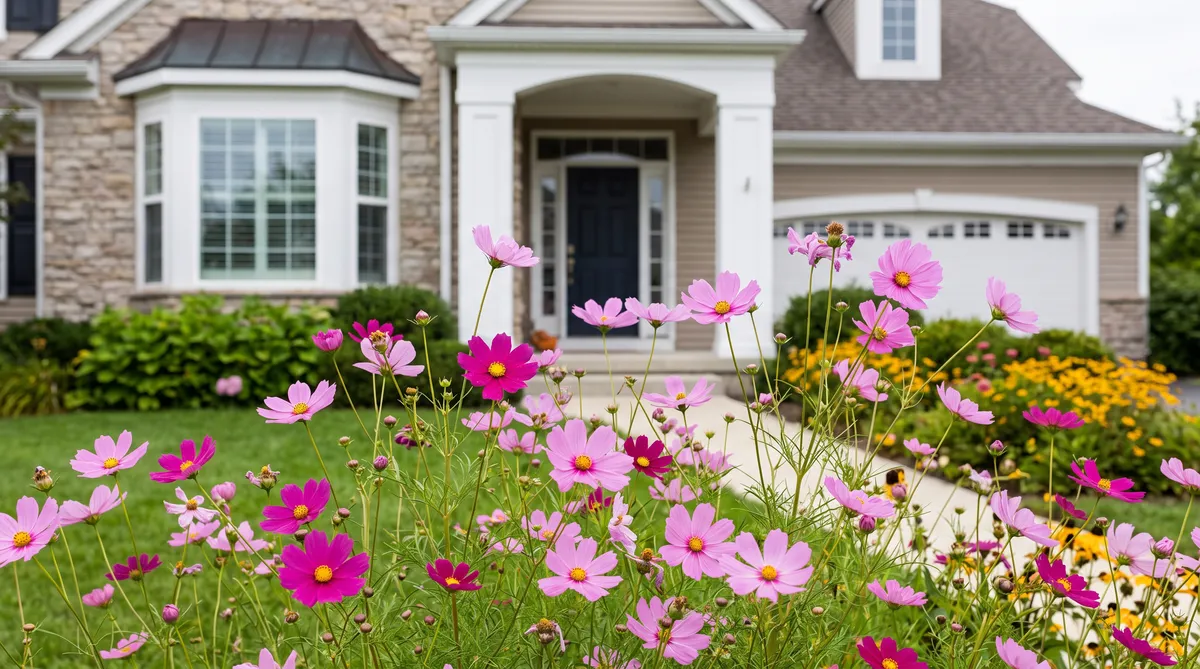 Cosmos look pretty and delicate anywhere  they grow. Don't let them fool you. They are heat tolerant.