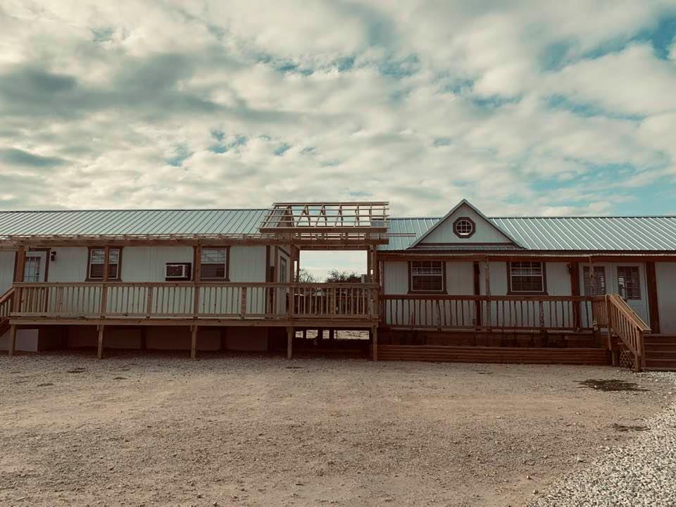Covered deck frame. Just waiting for the metal roofing.