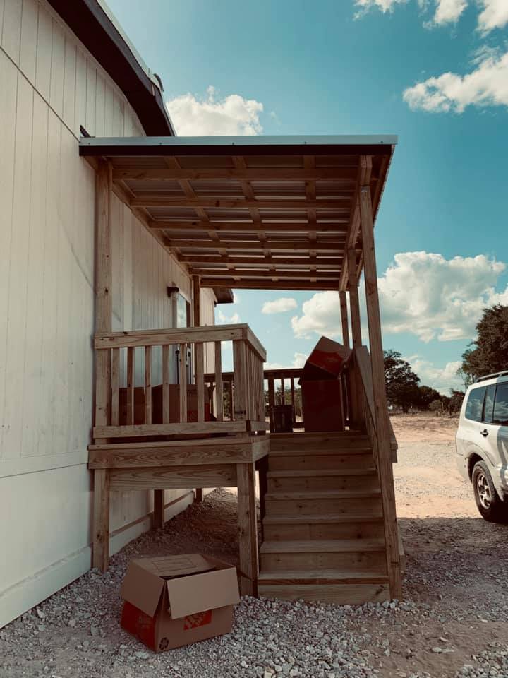 The new covered deck was finished today. There is proof that we have been unpacking as well.