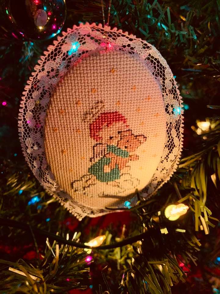 I used to enjoy cross stitching and I made this when our kids were young. We hang it on the tree every year. Hanging ornaments that you make and pass down is one of the greatest Christmas ideas. I used to enjoy cross stitching and I made this when our kids were young. We hang it on the tree every year. Hanging ornaments that you make and pass down is one of the greatest Christmas ideas.