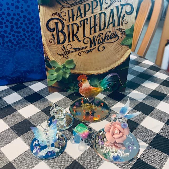 David got me some crystal figurines for my birthday.