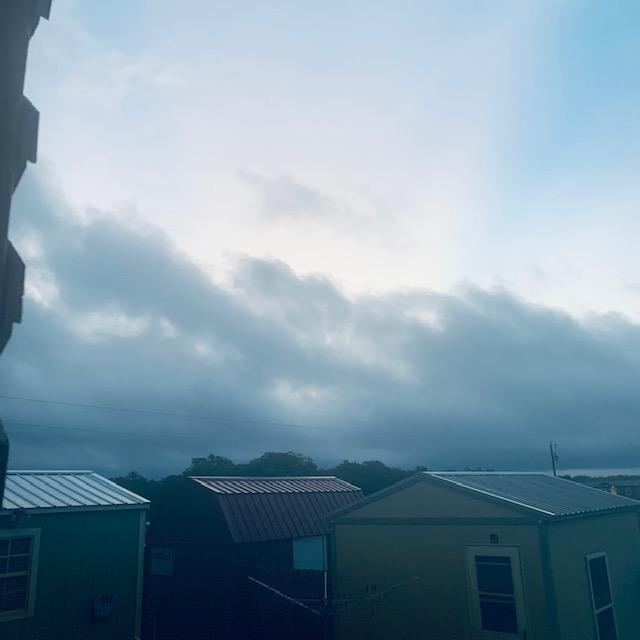 Here is today's sunrise, blocked by the dark clouds.