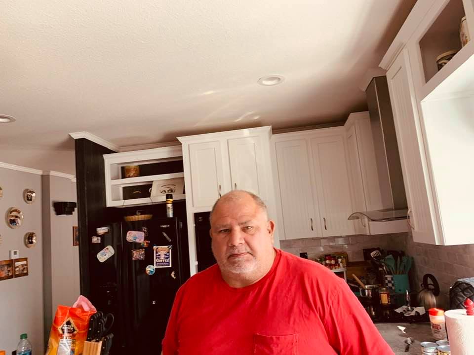 David is in the kitchen making a beautiful lunch of mashed potatoes with gravy and grilled ribeyes!