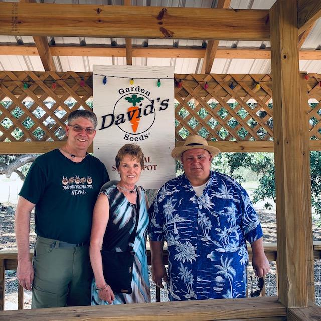 Left to right at our Official Selfie Station: Pat, Sharee, & David. Pat & David went to school together and played football together in Leakey. I took the photos.