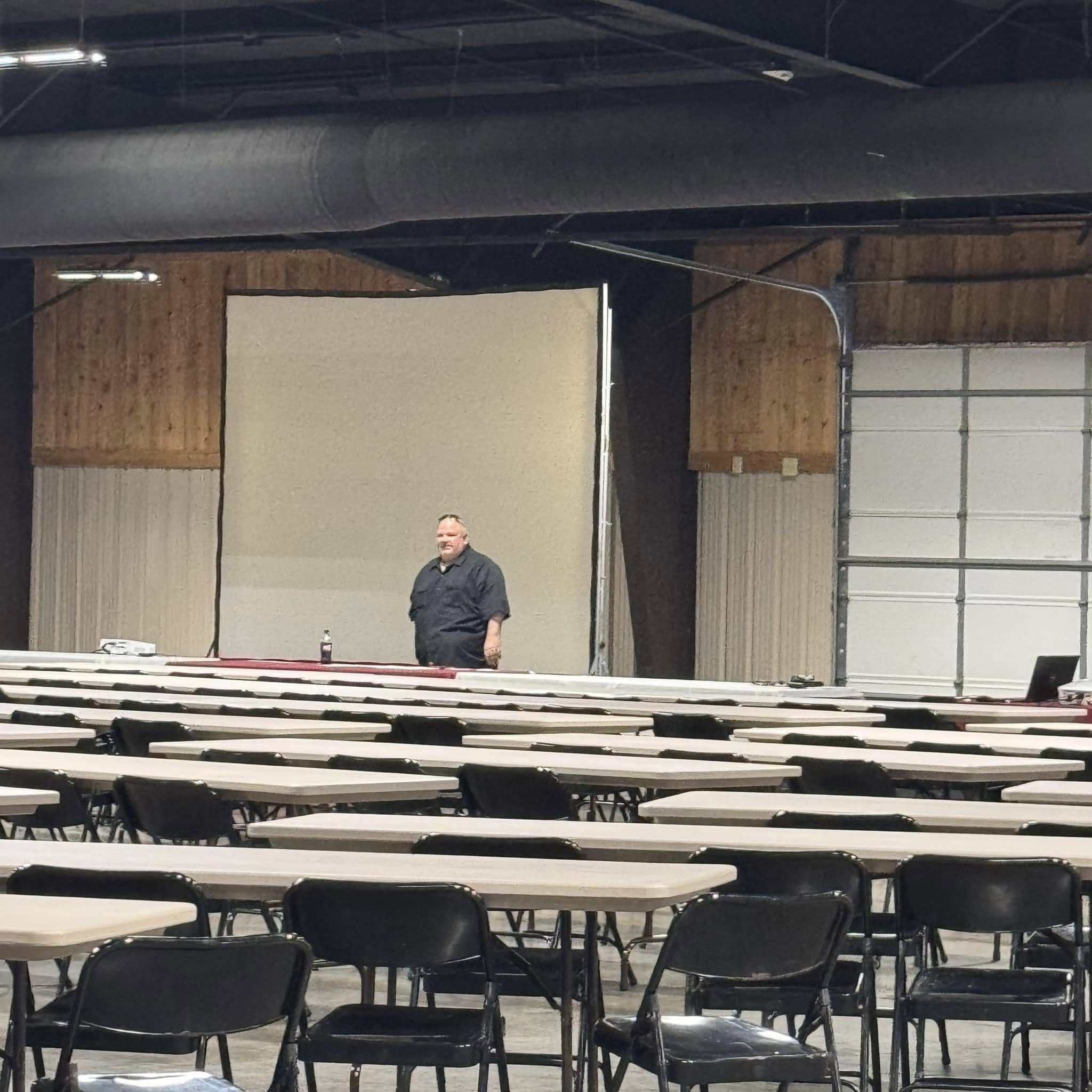 David practicing his speech.