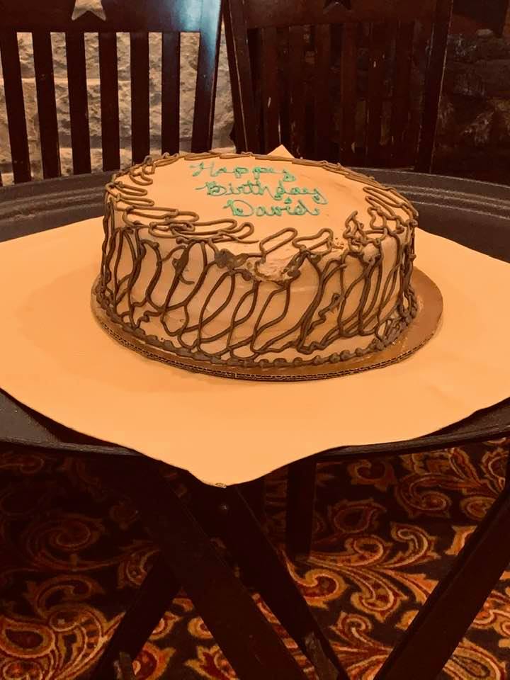 Isn't the cake pretty. It was so good with  cream in the middle. Chocolate cake...