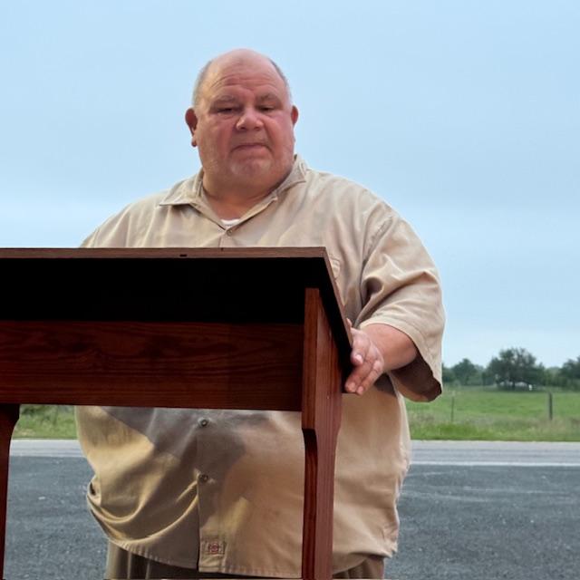 David preaching at the sunrise service this morning. There was no sunrise, just clouds.