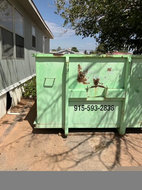 The dumpster was placed in the driveway and should be gone by Thursday according to what they told my mother.