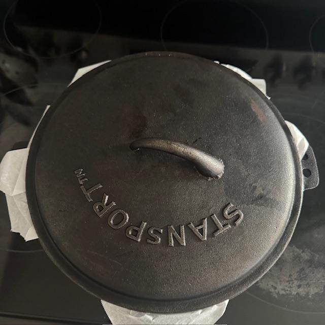 My Dutch oven is cast iron.