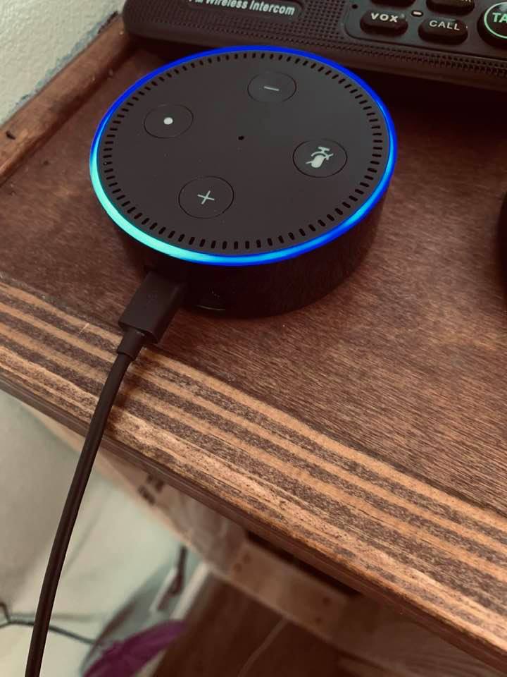 The team got me an Echo Dot so I set it up in the store where I usually work all day.