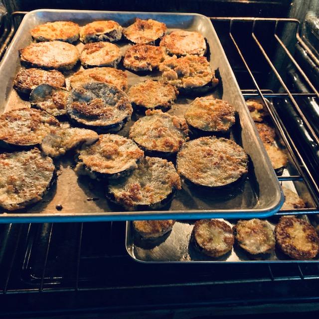 This is my beautiful eggplant parmesan made from Black Beauty eggplant that we grew in our garden. It was delicioso!