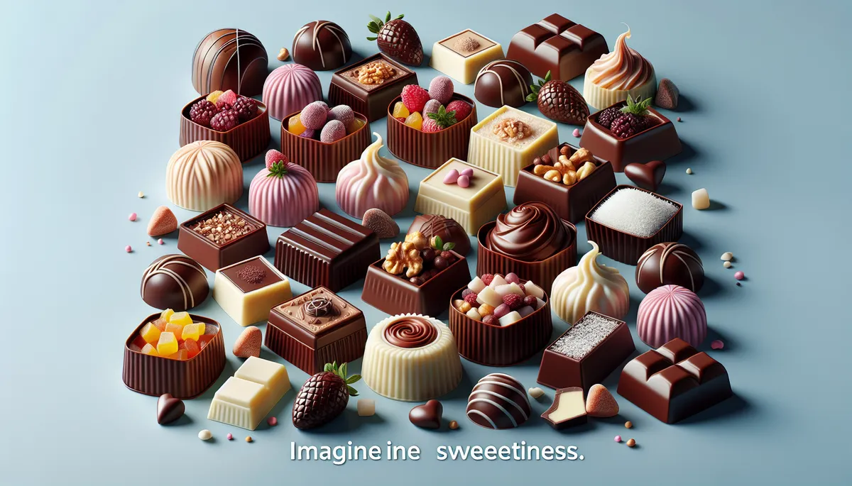 Beautiful chocolates but they are not made with sugar. They are sweetened with artificial sweeteners in our food. Beautiful chocolates but they are not made with sugar. They are sweetened with artificial sweeteners in our food.